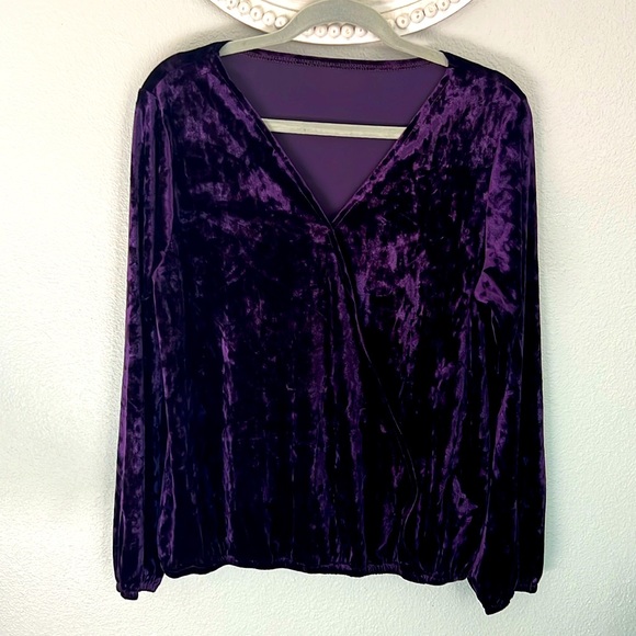 Crushed Velvet Crossover Blouse - Picture 1 of 3